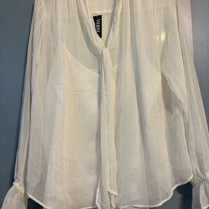 White House Black Market Sheer White Blouse with detachable tank